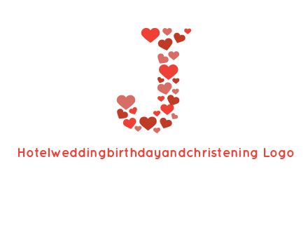 hearts forming letter j logo