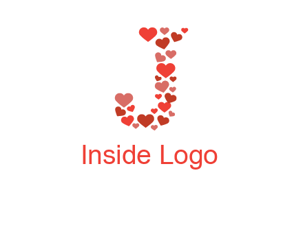 hearts forming letter j logo