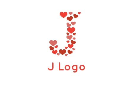 hearts forming letter j logo