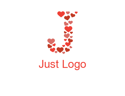 hearts forming letter j logo