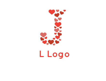 hearts forming letter j logo