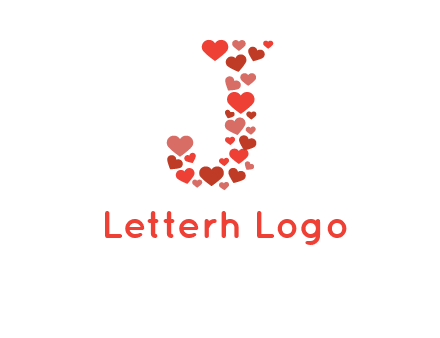 hearts forming letter j logo