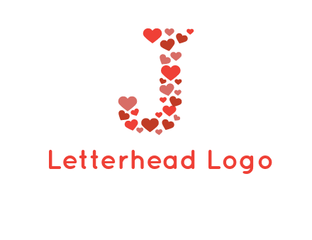 hearts forming letter j logo