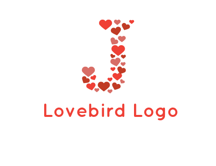 hearts forming letter j logo