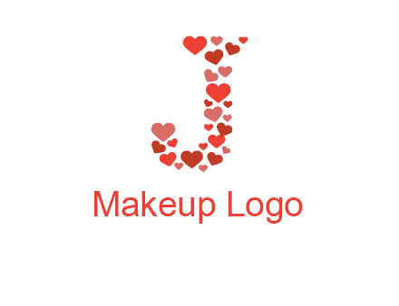 hearts forming letter j logo