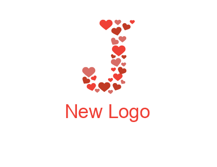hearts forming letter j logo