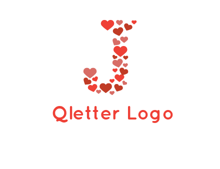 hearts forming letter j logo