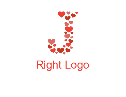 hearts forming letter j logo