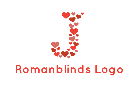 hearts forming letter j logo
