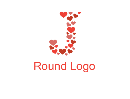 hearts forming letter j logo