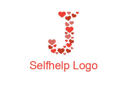 hearts forming letter j logo