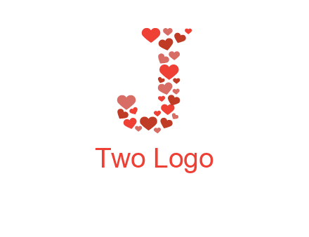 hearts forming letter j logo