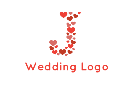 hearts forming letter j logo