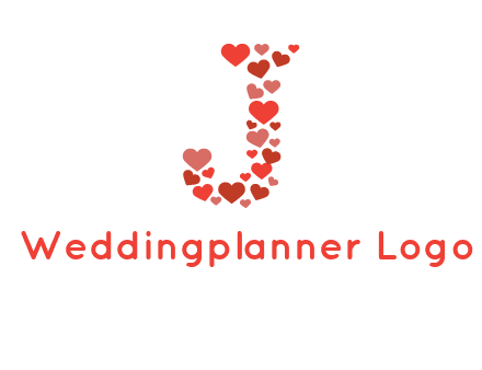 hearts forming letter j logo