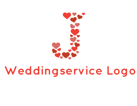 hearts forming letter j logo
