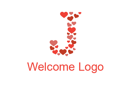 hearts forming letter j logo