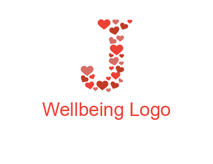 hearts forming letter j logo