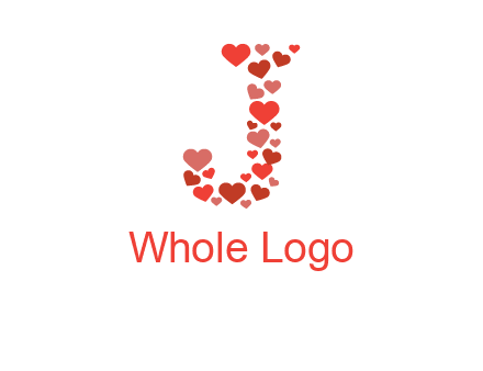 hearts forming letter j logo