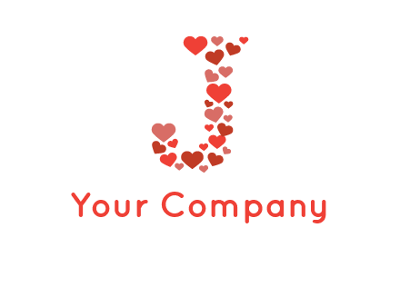 hearts forming letter j logo