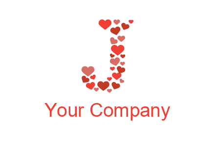 hearts forming letter j logo