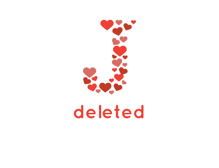 hearts forming letter j logo