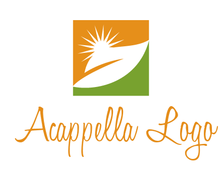 leaf and sun in square environment logo