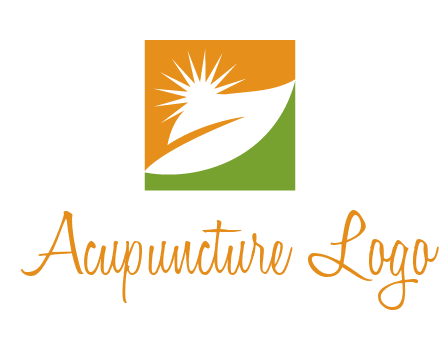 leaf and sun in square environment logo