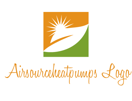 leaf and sun in square environment logo
