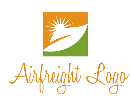 leaf and sun in square environment logo