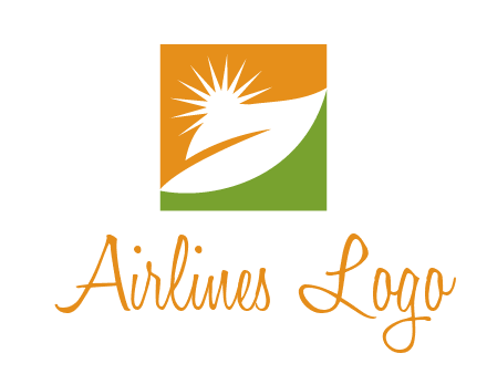 leaf and sun in square environment logo