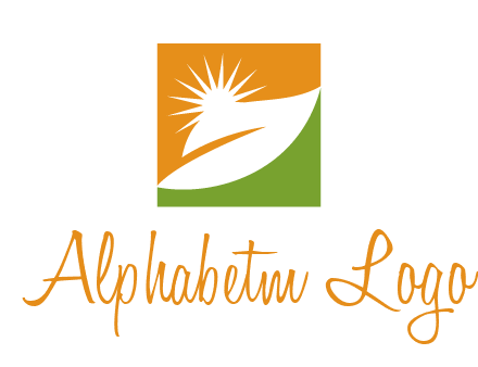 leaf and sun in square environment logo