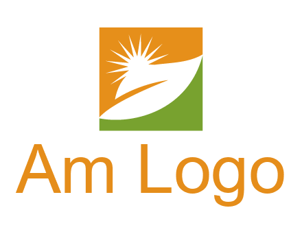 leaf and sun in square environment logo