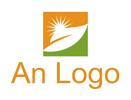 leaf and sun in square environment logo