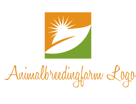 leaf and sun in square environment logo