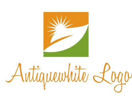 leaf and sun in square environment logo