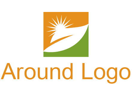 leaf and sun in square environment logo