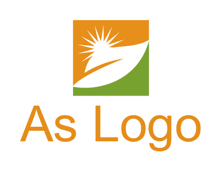 leaf and sun in square environment logo