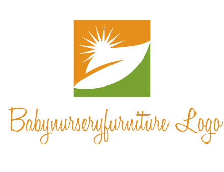 leaf and sun in square environment logo