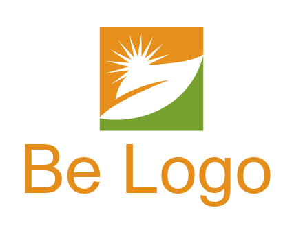 leaf and sun in square environment logo