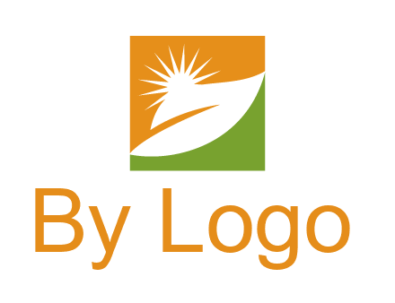 leaf and sun in square environment logo