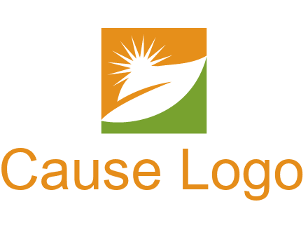 leaf and sun in square environment logo