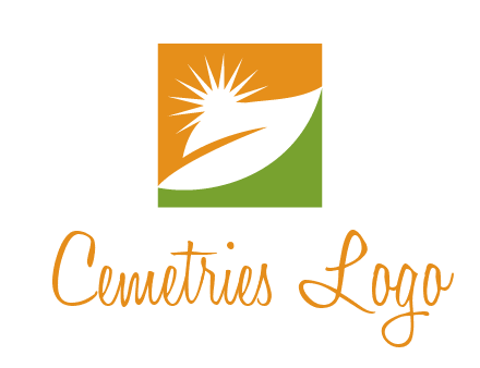 leaf and sun in square environment logo