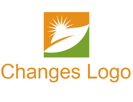 leaf and sun in square environment logo