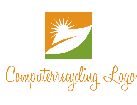 leaf and sun in square environment logo