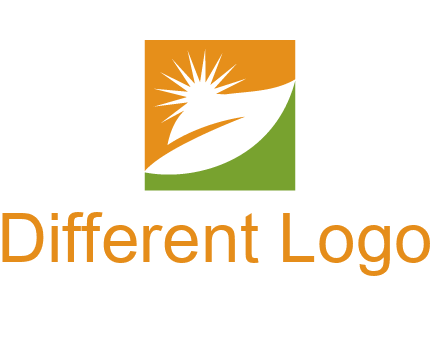 leaf and sun in square environment logo