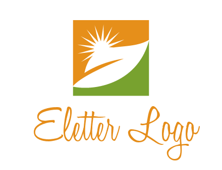 leaf and sun in square environment logo