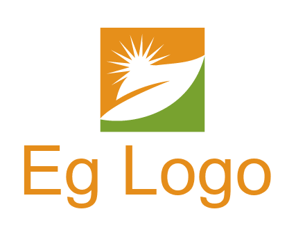 leaf and sun in square environment logo