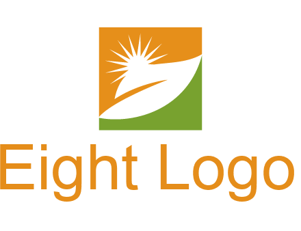 leaf and sun in square environment logo