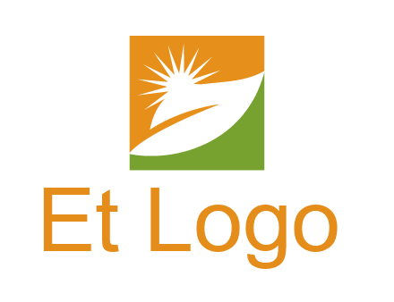 leaf and sun in square environment logo