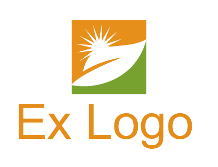 leaf and sun in square environment logo